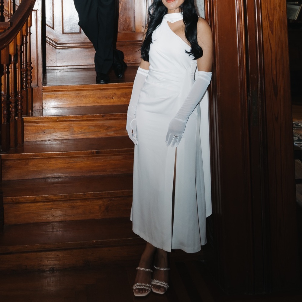 REVOLVE One-Shoulder White Midi Dress